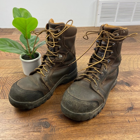 CARHARTT 9 Mens Ruggedflex Safety Work Leather Boots Brown Composite Toe Lace Up